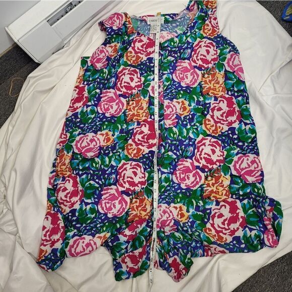 VINTAGE 90s volup bright floral sleeveless button up romper 2X - Picture 7 of 7
